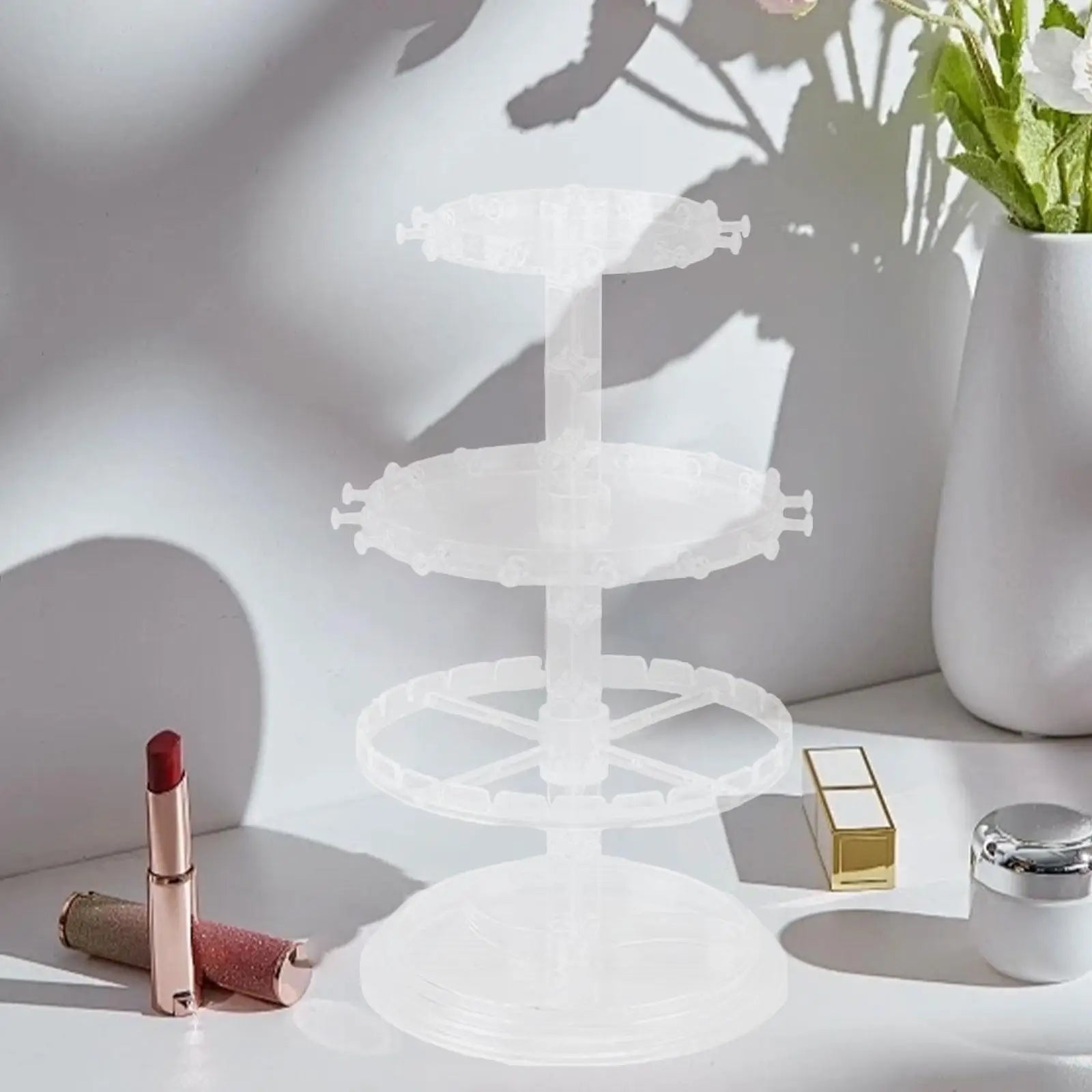 Rotating Earring Organizer Carousel 2 Layer Durable Jewelry Display stand rack for Glasses Countertop Lipstick Bracelet Watch