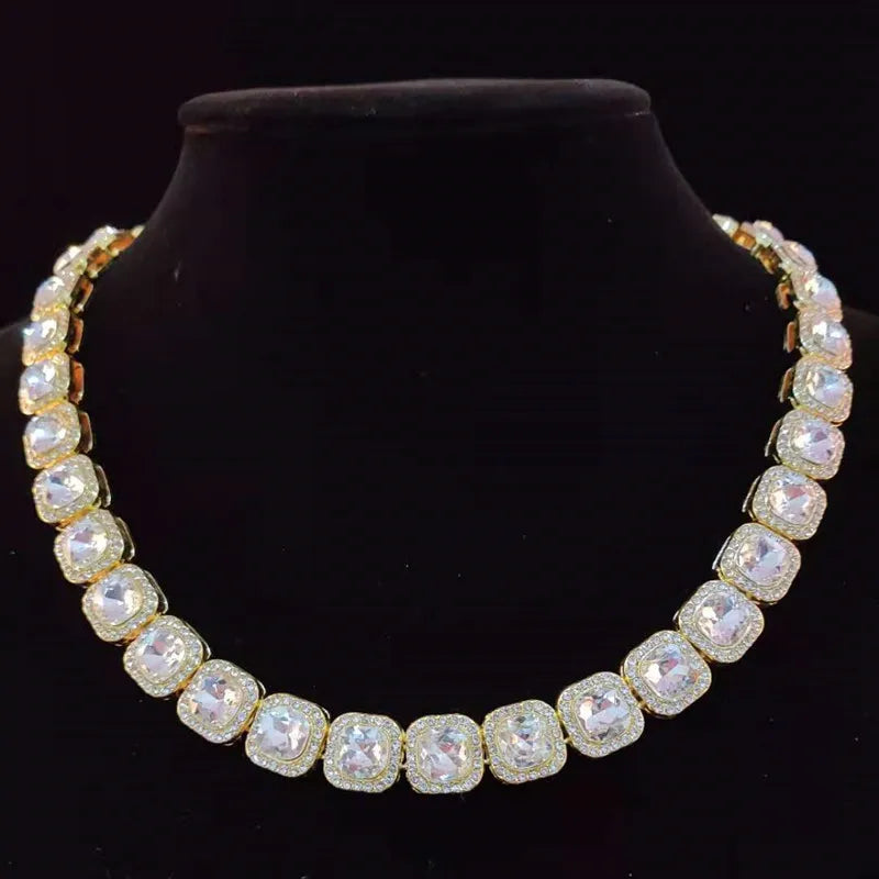 Men Women Hip Hop Chain Necklace 12.5mm Width Square Chain Iced Out Bling Bling HipHop Necklaces Fashion Charm Jewelry