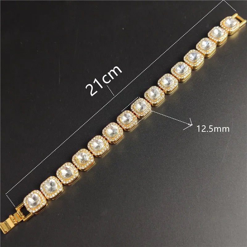 Men Women Hip Hop Chain Necklace 12.5mm Width Square Chain Iced Out Bling Bling HipHop Necklaces Fashion Charm Jewelry