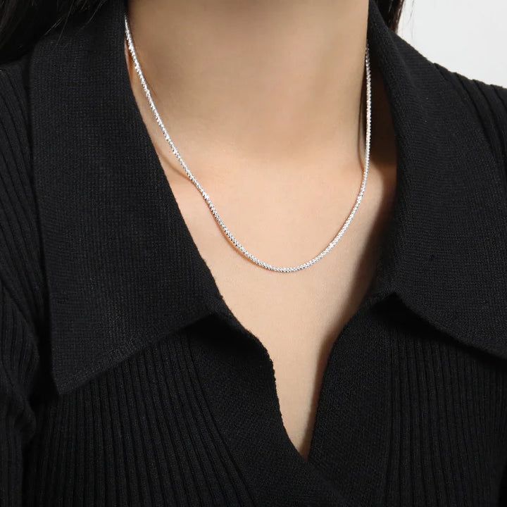 Long 40 45 CM 925 Sterling Silver Popcorn Chain Necklace For Women Rose Gold Platinum Color Jewelry On The Neck Thick 1.6 2 MM