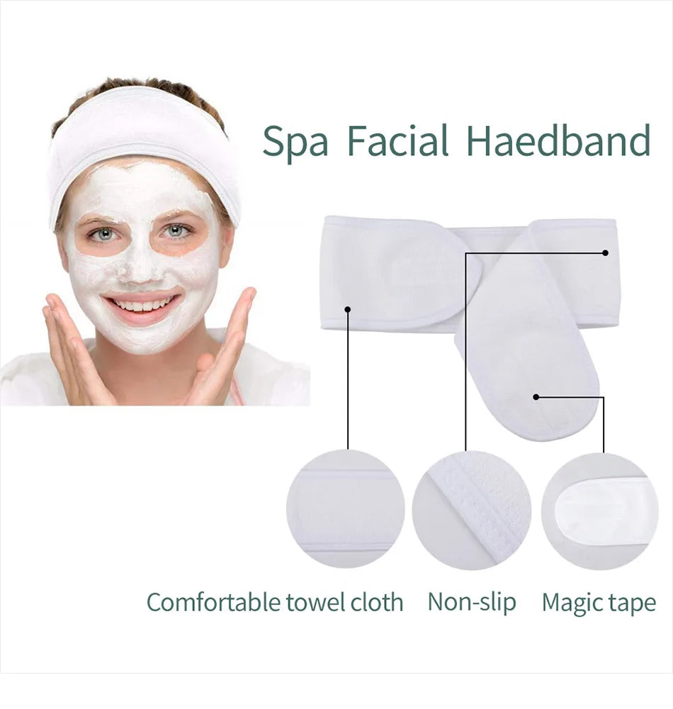1Pcs Facial Headband Terry Cloth Hair Bands Adjustable Face Wash Headband for Face Washing,Shower, Yoga ,Makeup Wrap Accessories