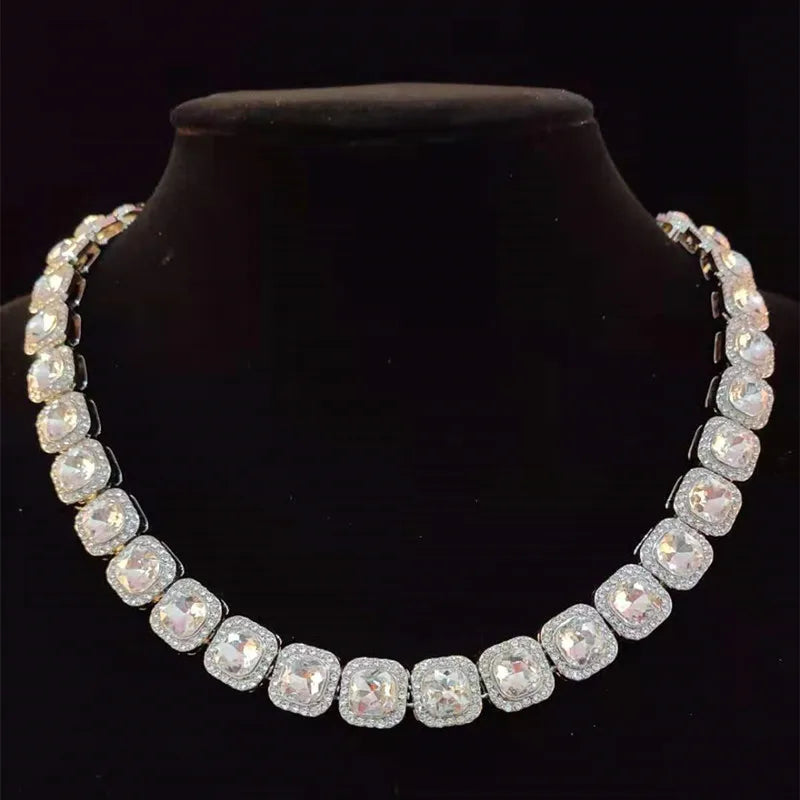 Men Women Hip Hop Chain Necklace 12.5mm Width Square Chain Iced Out Bling Bling HipHop Necklaces Fashion Charm Jewelry