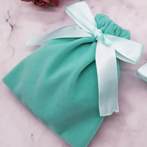 Handmade Flannel Pouches Velvet Ribbon Gift Bags Jewelry Bowknot Sack Makeup Lipstick Drawstring Pouch Party Wedding Gifts 50Pcs