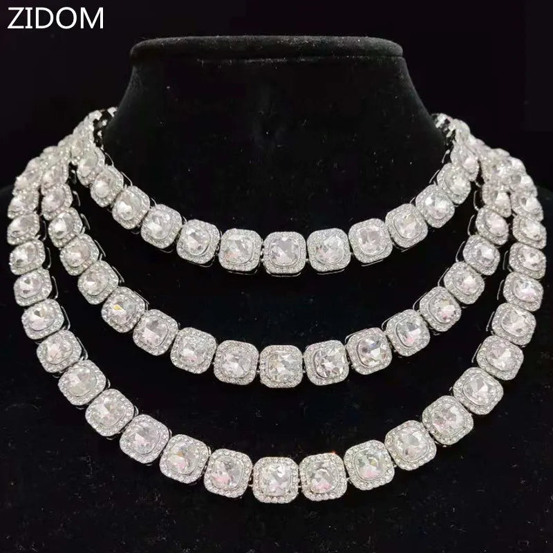 Men Women Hip Hop Chain Necklace 12.5mm Width Square Chain Iced Out Bling Bling HipHop Necklaces Fashion Charm Jewelry