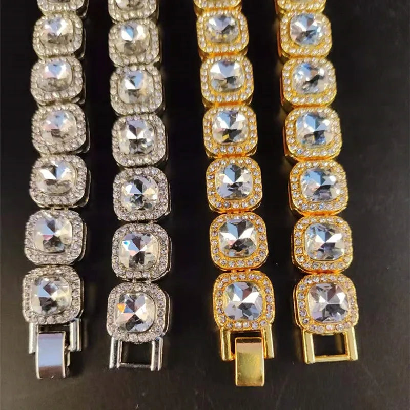 Men Women Hip Hop Chain Necklace 12.5mm Width Square Chain Iced Out Bling Bling HipHop Necklaces Fashion Charm Jewelry