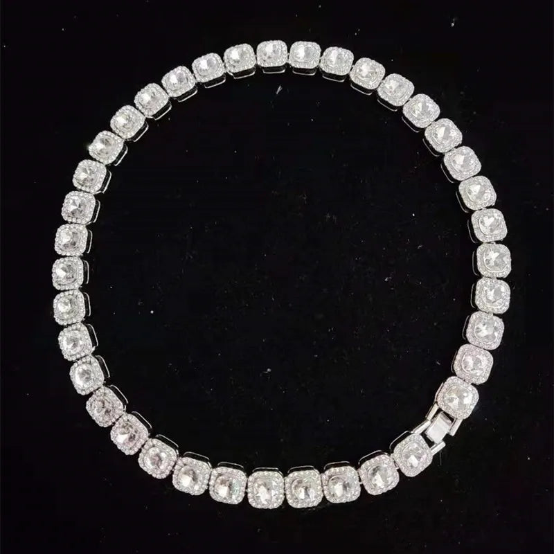 Men Women Hip Hop Chain Necklace 12.5mm Width Square Chain Iced Out Bling Bling HipHop Necklaces Fashion Charm Jewelry