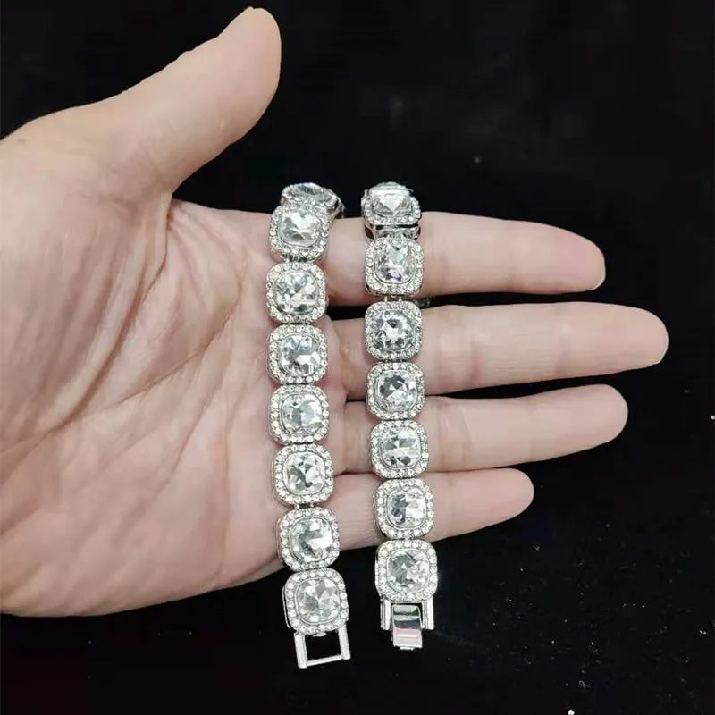 Men Women Hip Hop Chain Necklace 12.5mm Width Square Chain Iced Out Bling Bling HipHop Necklaces Fashion Charm Jewelry