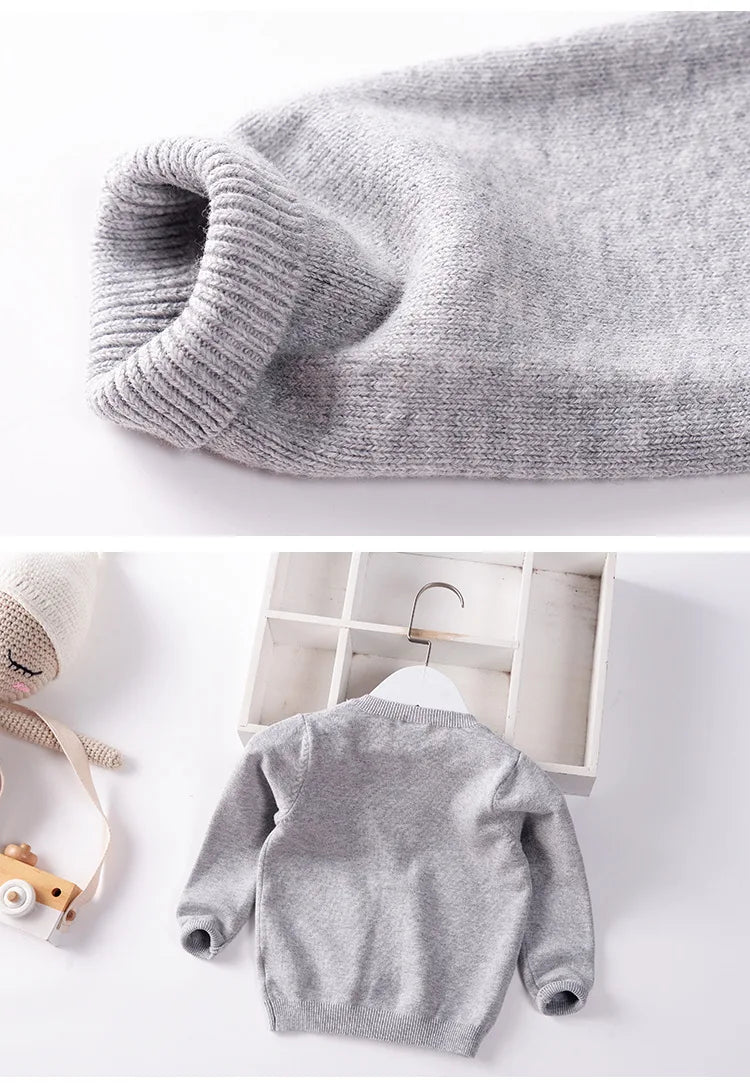 New Boys Cardigan Sweater Autumn Baby Knit Children Coat Kids Cartoon Sweater Clothes V-Neck Stripe Toddler Jacket 0-5y