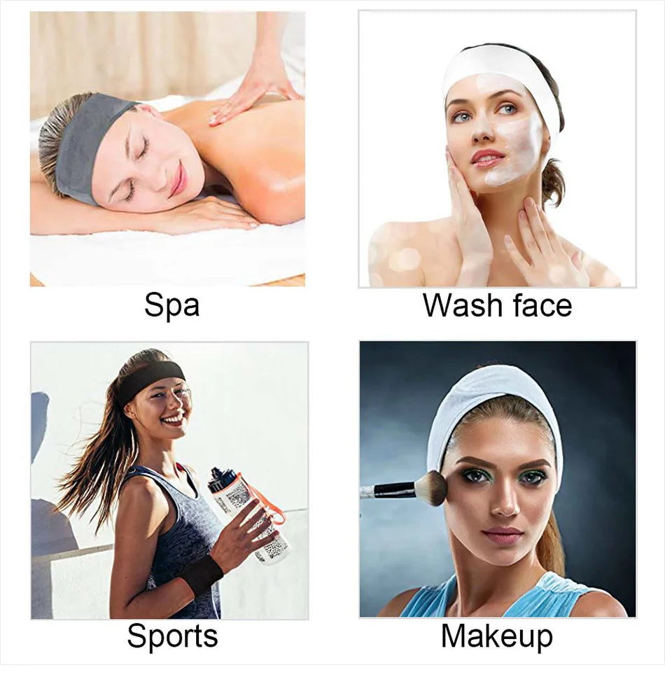 1Pcs Facial Headband Terry Cloth Hair Bands Adjustable Face Wash Headband for Face Washing,Shower, Yoga ,Makeup Wrap Accessories