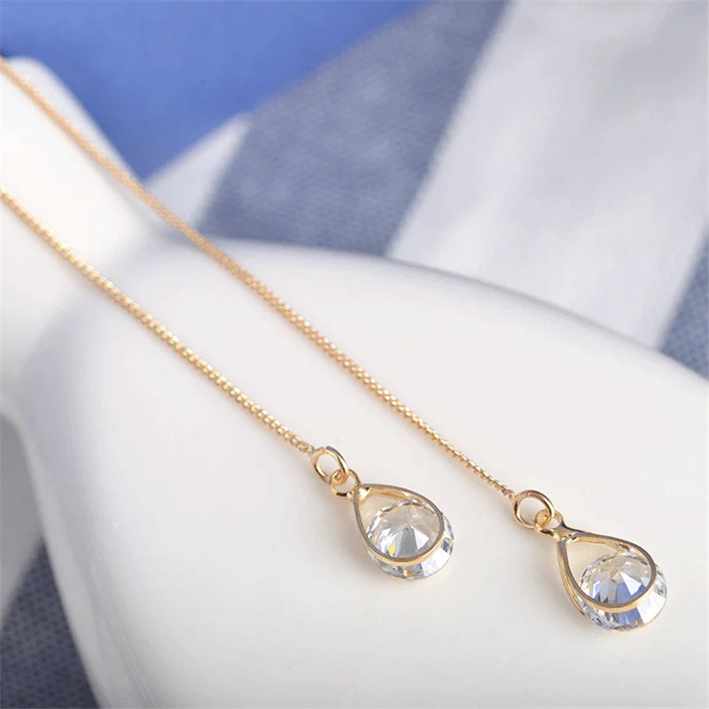 Long Silver Plated Crystal Leaf Tassel Drop Earrings For Women Wedding Fashion 2020 Jewelry Gift
