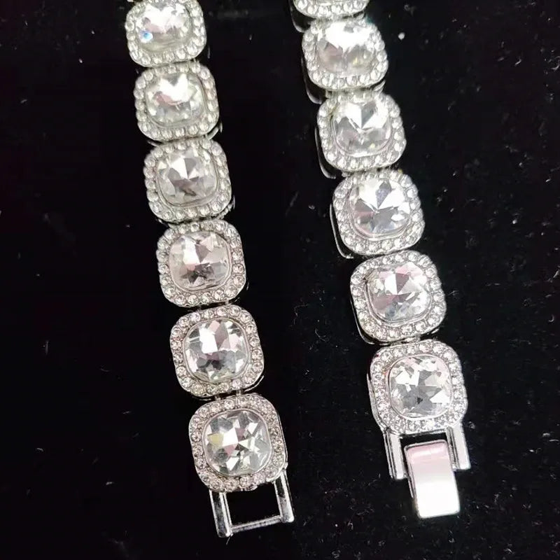 Men Women Hip Hop Chain Necklace 12.5mm Width Square Chain Iced Out Bling Bling HipHop Necklaces Fashion Charm Jewelry