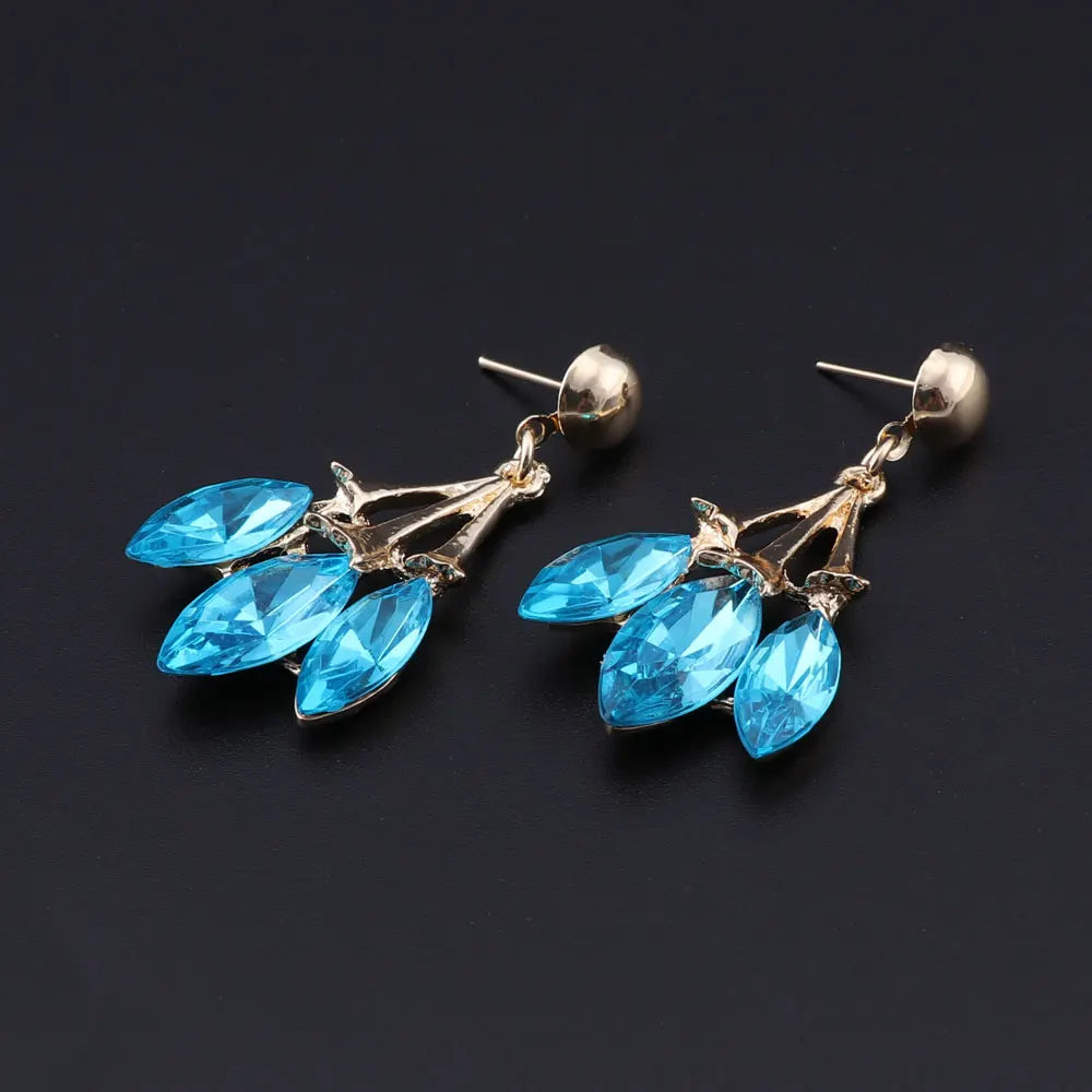 New Luxury Indian Bridal Jewelry Sets Wedding Party Costume Jewellery Womens Fashion Gifts Leaves Crystal Necklace Earrings Sets