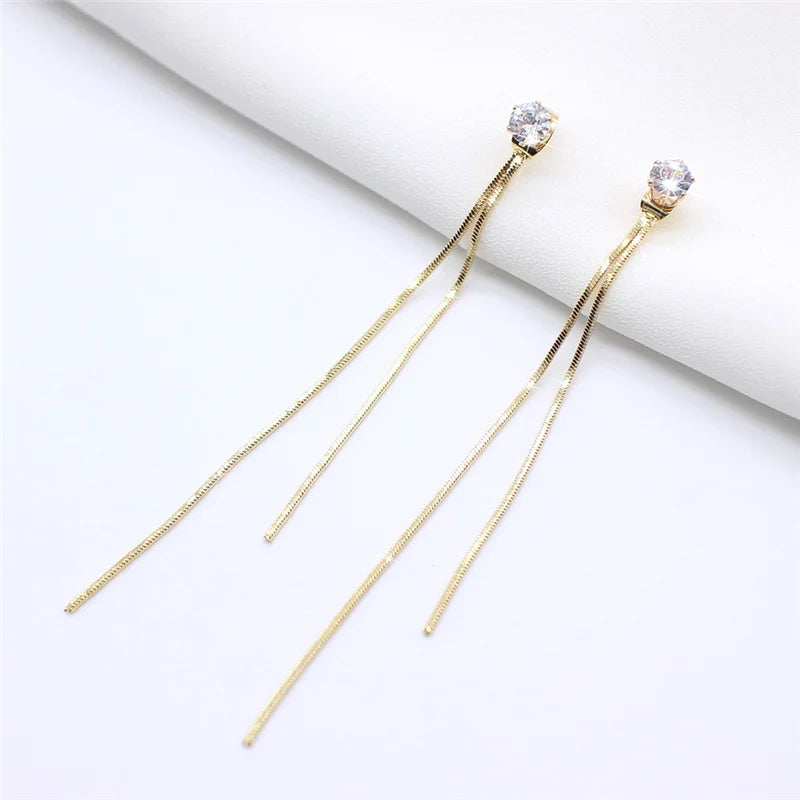 Long Silver Plated Crystal Leaf Tassel Drop Earrings For Women Wedding Fashion 2020 Jewelry Gift