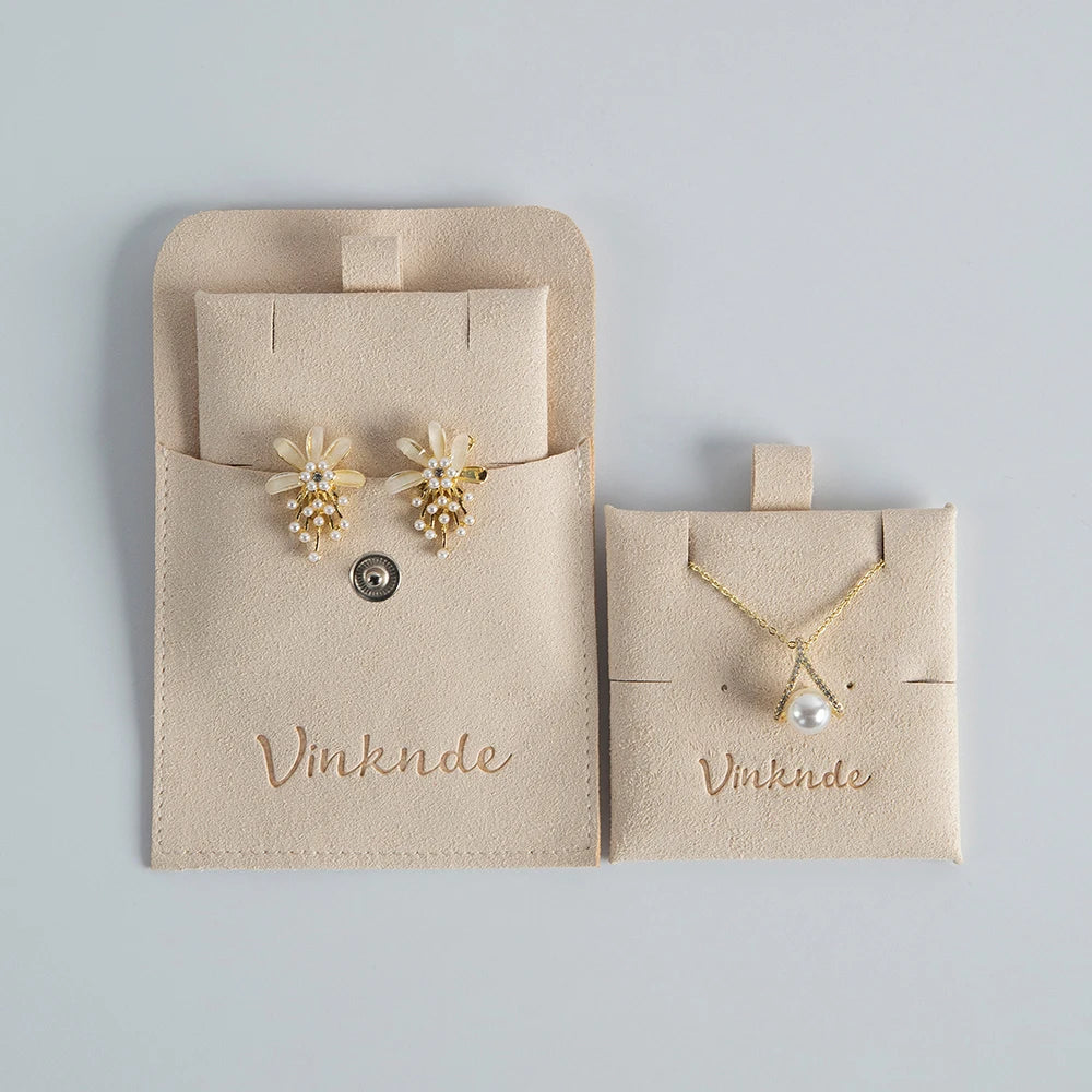 Custom Logo Microfibre Jewelry Bags With Insert Card Earrings Necklaces Parties Gift Wrap Wedding Favours Party Lipstick Sack