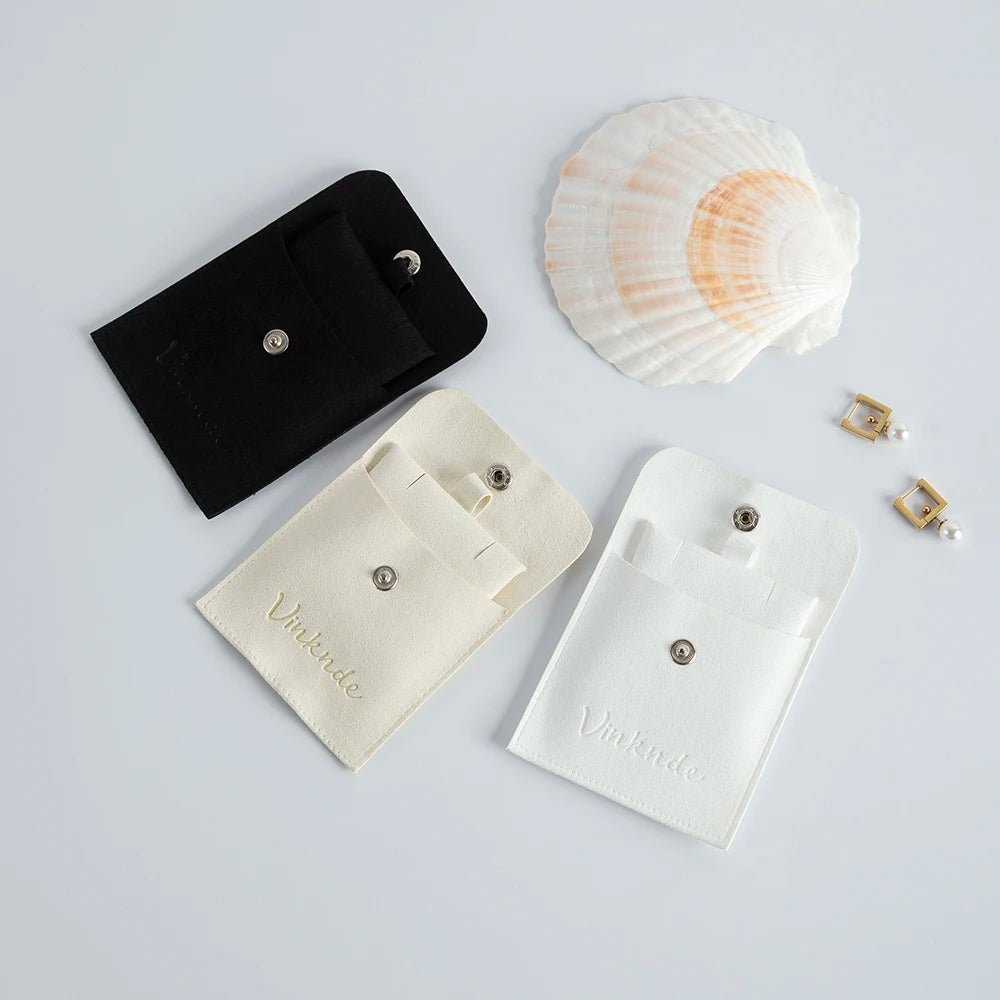 Custom Logo Microfibre Jewelry Bags With Insert Card Earrings Necklaces Parties Gift Wrap Wedding Favours Party Lipstick Sack