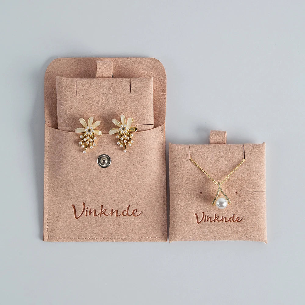 Custom Logo Microfibre Jewelry Bags With Insert Card Earrings Necklaces Parties Gift Wrap Wedding Favours Party Lipstick Sack