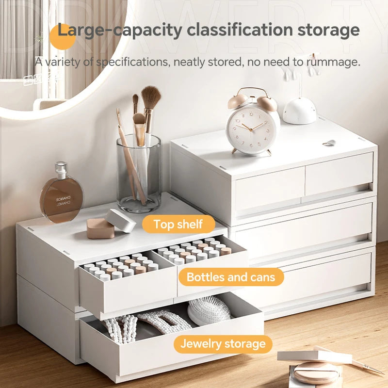 6-Tier Desk Organizer with Drawers Box Office Supplies Jewelry Cosmetics Storage Portable Divider Box Lipstick Skincare Holder