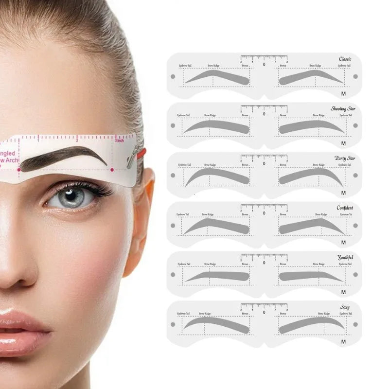 6 Style Fixable Eyebrow Stencil Grooming Shaper Template Reusable Stickers Make Up Tools For Eye Brow Stamp Cosmetic