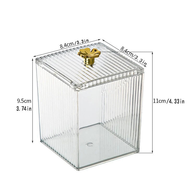 Cotton Swab Storage Box Desktop Dust-Proof Transparent Jewelry Box Makeup Removal Cotton Storage Organizer Lipstick Container