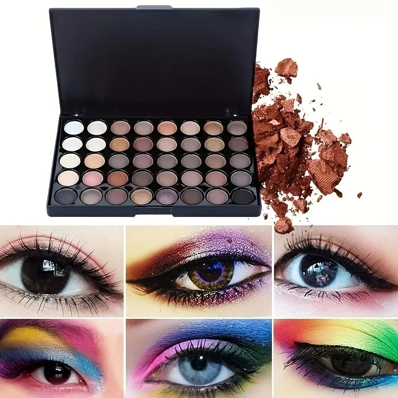 40 Color Eye shadow Palette Make-up for Women with Brushes Nude Eyeshadow Palette Glitter Matte Pigmented Powder Eye Cosmetics