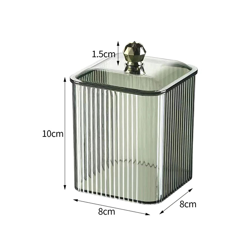 Cotton Swab Storage Box Desktop Dust-Proof Transparent Jewelry Box Makeup Removal Cotton Storage Organizer Lipstick Container