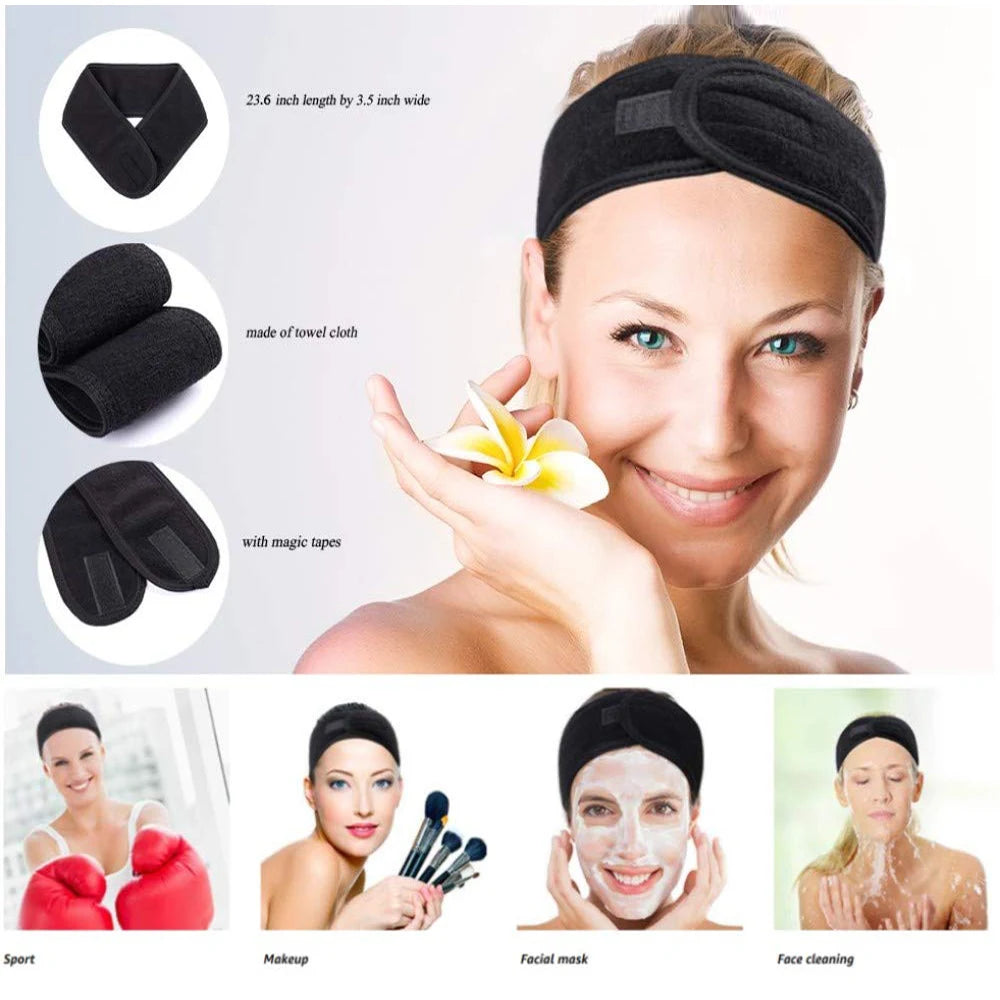 1Pcs Facial Headband Terry Cloth Hair Bands Adjustable Face Wash Headband for Face Washing,Shower, Yoga ,Makeup Wrap Accessories