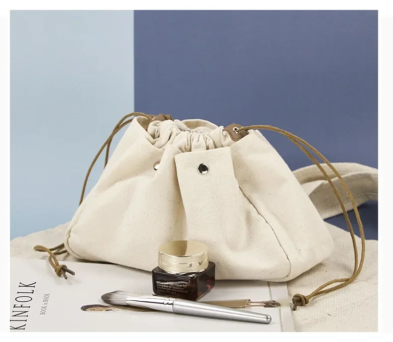New Drawstring Cosmetic Bags for Women Canvas Organizer Large Capacity Make Up Bag Cotton Travel Storage Bag косметичка Neceser