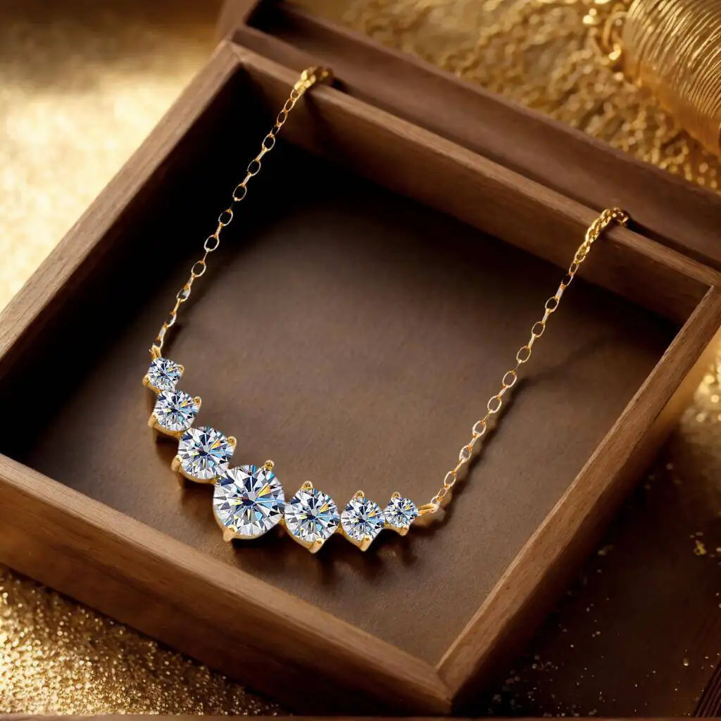 TY 925S Silver Pendant Necklace 1.7/2.8/5ct D Color Moissanite Smile Necklace Fine Jewelry With Certificate Women For Wedding