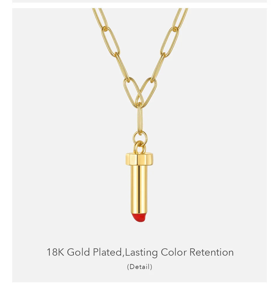 ENFASHION Cute Lipstick Choker Pendant Necklaces For Women Gold Color Necklace 2021 Fashion Jewelry Collar Friends Gift P213199