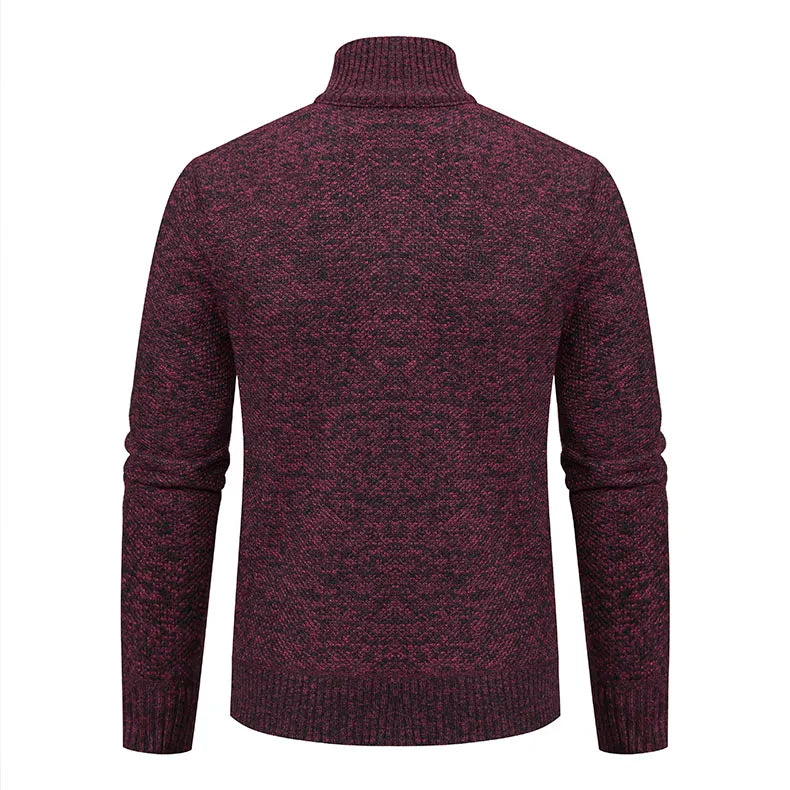 Mens Windproof Jacket Full Zip Fleeced Sweater Cardigan Contrast Stand Collar Sweaters Coat Autumn Winter Velvet Clothes
