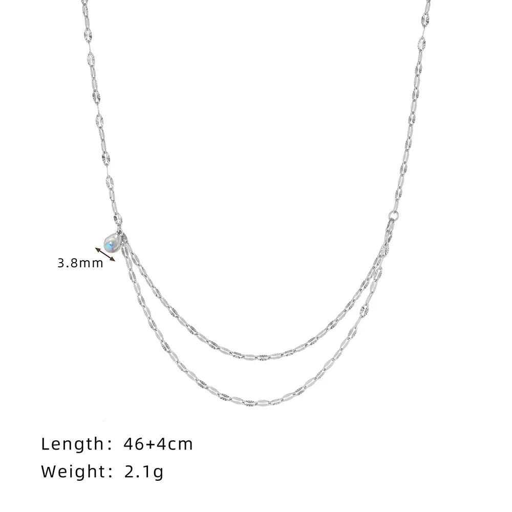 Stainless Steel Chain Necklace Delicate Cubic Zirconia Jewelry Trendy Metal 18 K Plated Golden Collar Necklace Party Gift