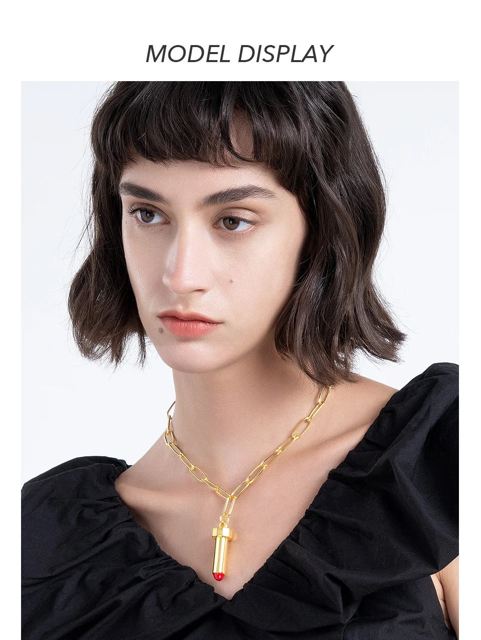 ENFASHION Cute Lipstick Choker Pendant Necklaces For Women Gold Color Necklace 2021 Fashion Jewelry Collar Friends Gift P213199