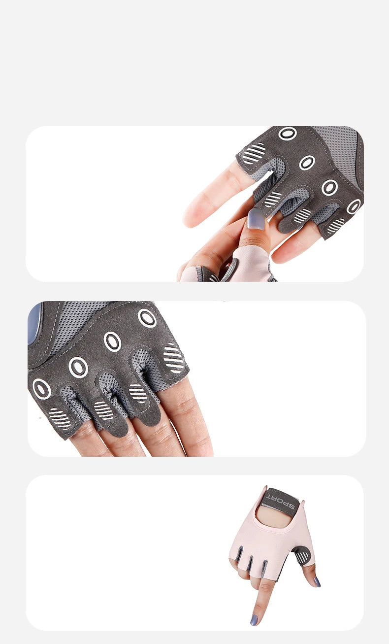 Yoga Fitness Gloves Women Men Cycling Silica Gel Anti-Slip Half Finger Sun Protection Sports Anti-Shock Ice Silk Cool Gloves