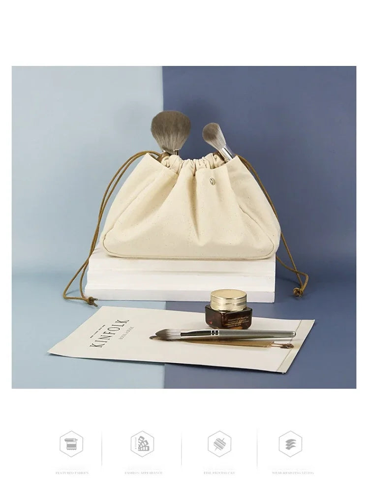 New Drawstring Cosmetic Bags for Women Canvas Organizer Large Capacity Make Up Bag Cotton Travel Storage Bag косметичка Neceser