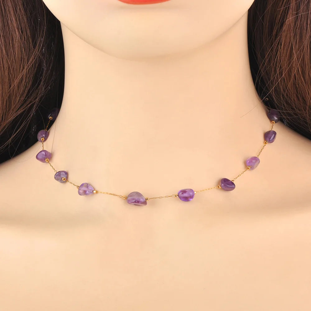 Lokaer Luxury Bling Colorful Cubic Zirconia Chain Necklace for Women CZ Waterproof Stainless Steel Exquisite Jewelry N25087