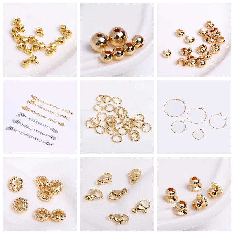 4MM 18K Gold Plated Flower Cup Pearl Pendant Mounting Connectors With Cap And Peg For DIY Jewelry Making Accessories Wholesale