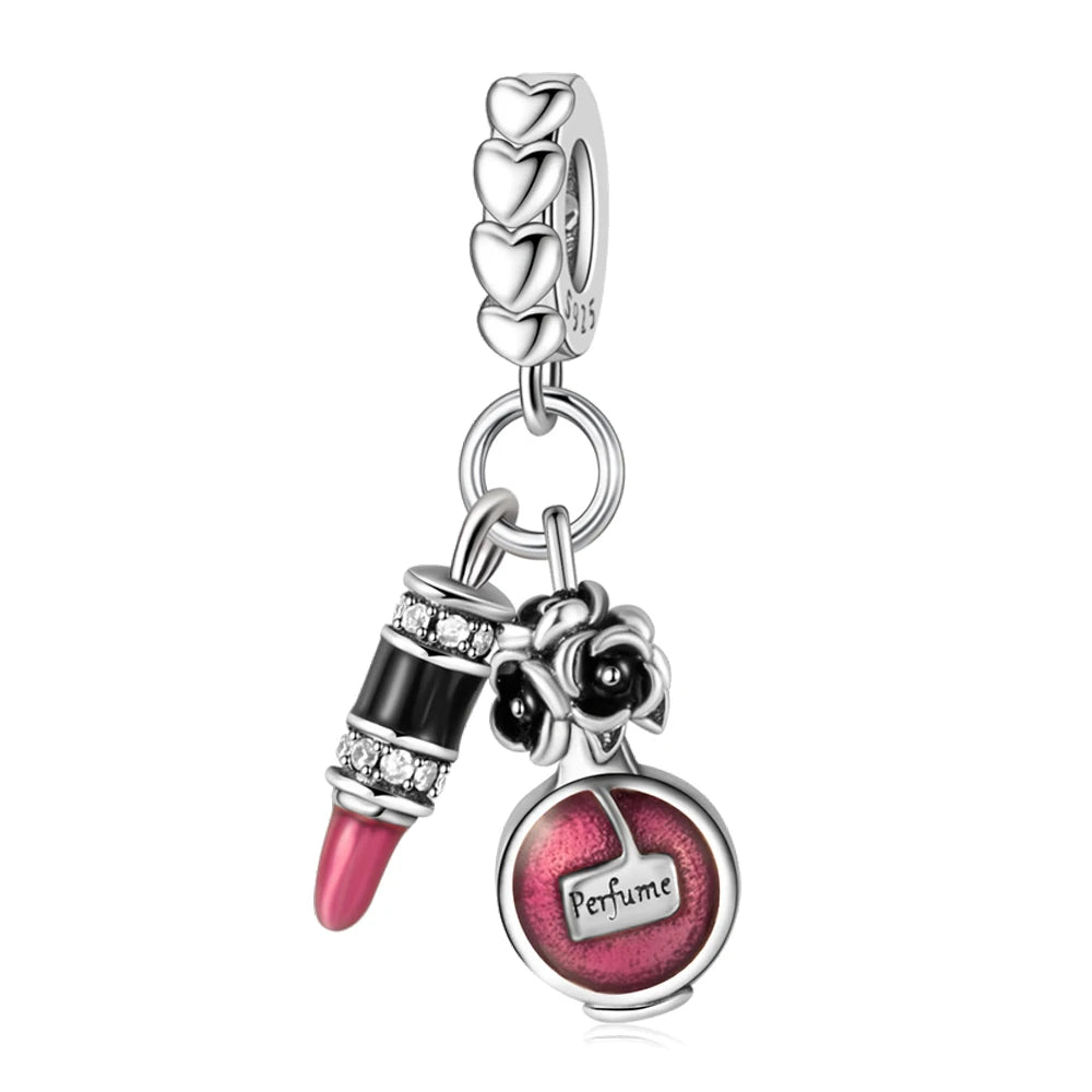 Pan Charms Original Lipstick & Perfume Dangle Charm Bracelet Pendant Jewelry