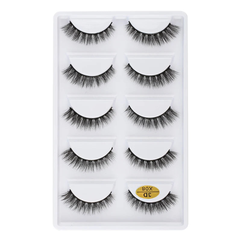 5 Pairs Natural Soft 3D Mink False Eyelashes Handmade Fake Eye Lashes Faux Cils Make Up Beauty Tools Eyelash Extension maquiagem