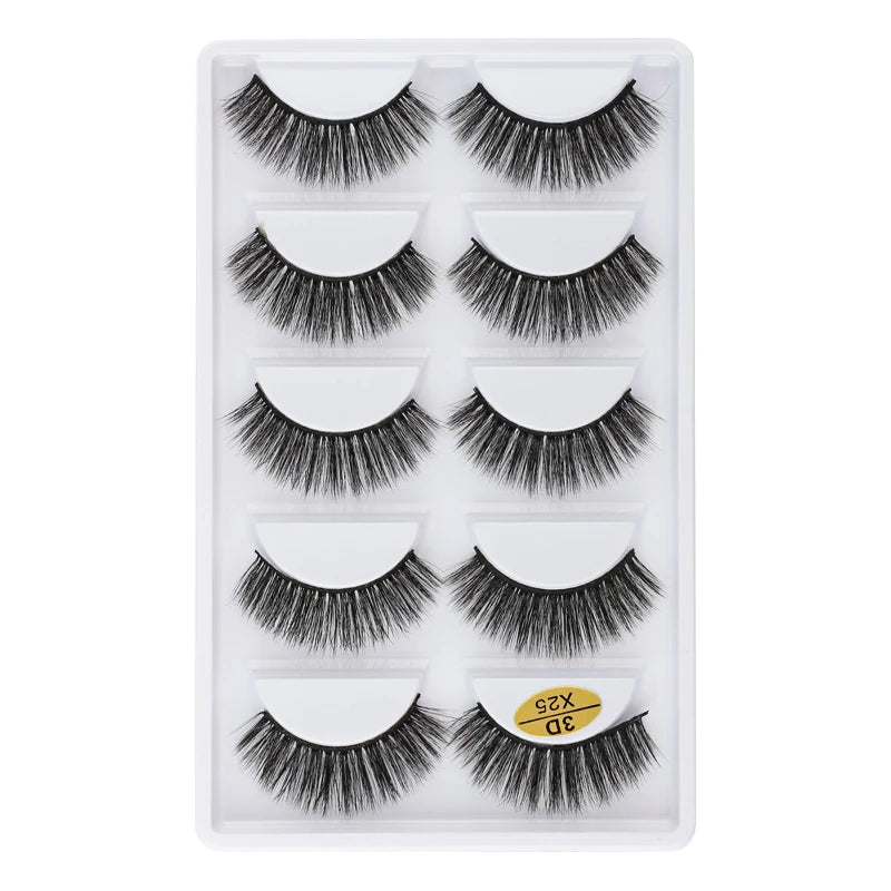5 Pairs Natural Soft 3D Mink False Eyelashes Handmade Fake Eye Lashes Faux Cils Make Up Beauty Tools Eyelash Extension maquiagem