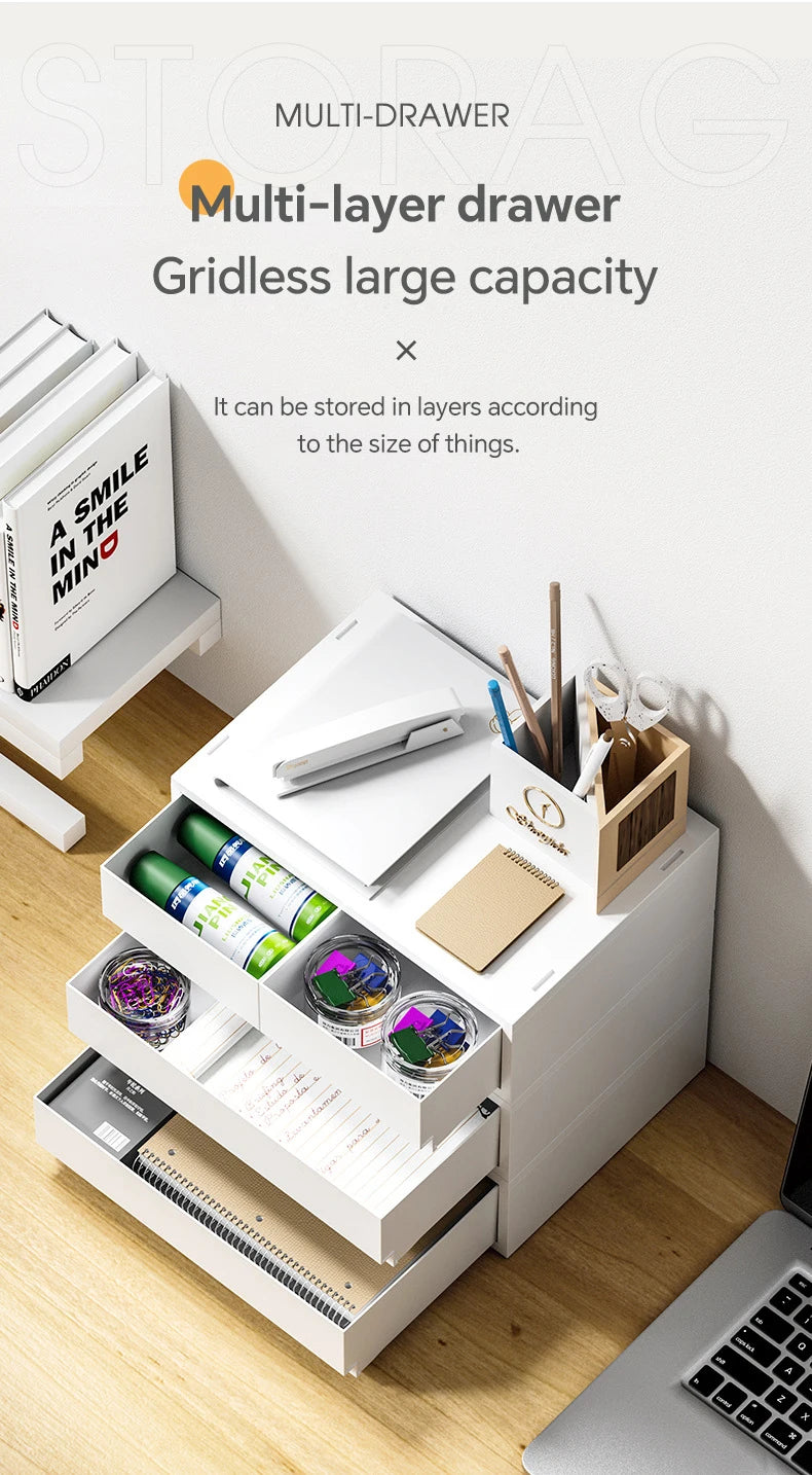 6-Tier Desk Organizer with Drawers Box Office Supplies Jewelry Cosmetics Storage Portable Divider Box Lipstick Skincare Holder