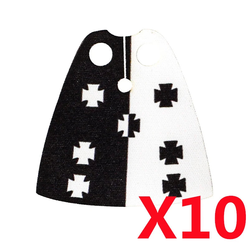 Medieval Military MOC Castle Knight Accessory Building Blocks Warhorse Cape Plush Coat Vest Shield Flag Kit Mini Toy Bricks Gift