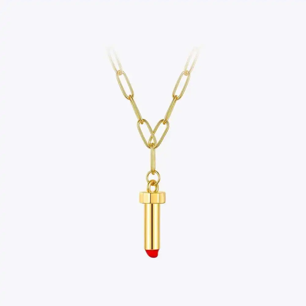ENFASHION Cute Lipstick Choker Pendant Necklaces For Women Gold Color Necklace 2021 Fashion Jewelry Collar Friends Gift P213199