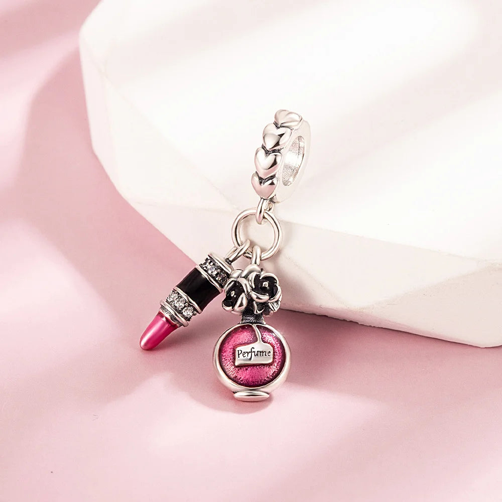 Pan Charms Original Lipstick & Perfume Dangle Charm Bracelet Pendant Jewelry
