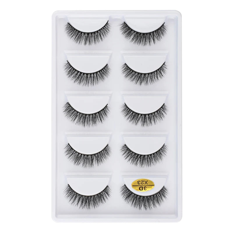 5 Pairs Natural Soft 3D Mink False Eyelashes Handmade Fake Eye Lashes Faux Cils Make Up Beauty Tools Eyelash Extension maquiagem