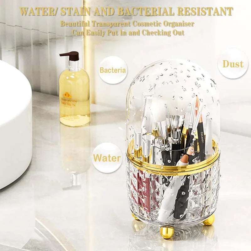 360° Rotating Luxury Makeup Brush Holder Nail Polish Eyebrow Pencil Lipstick Organizer Cosmetic Storage Box Jewelry Container