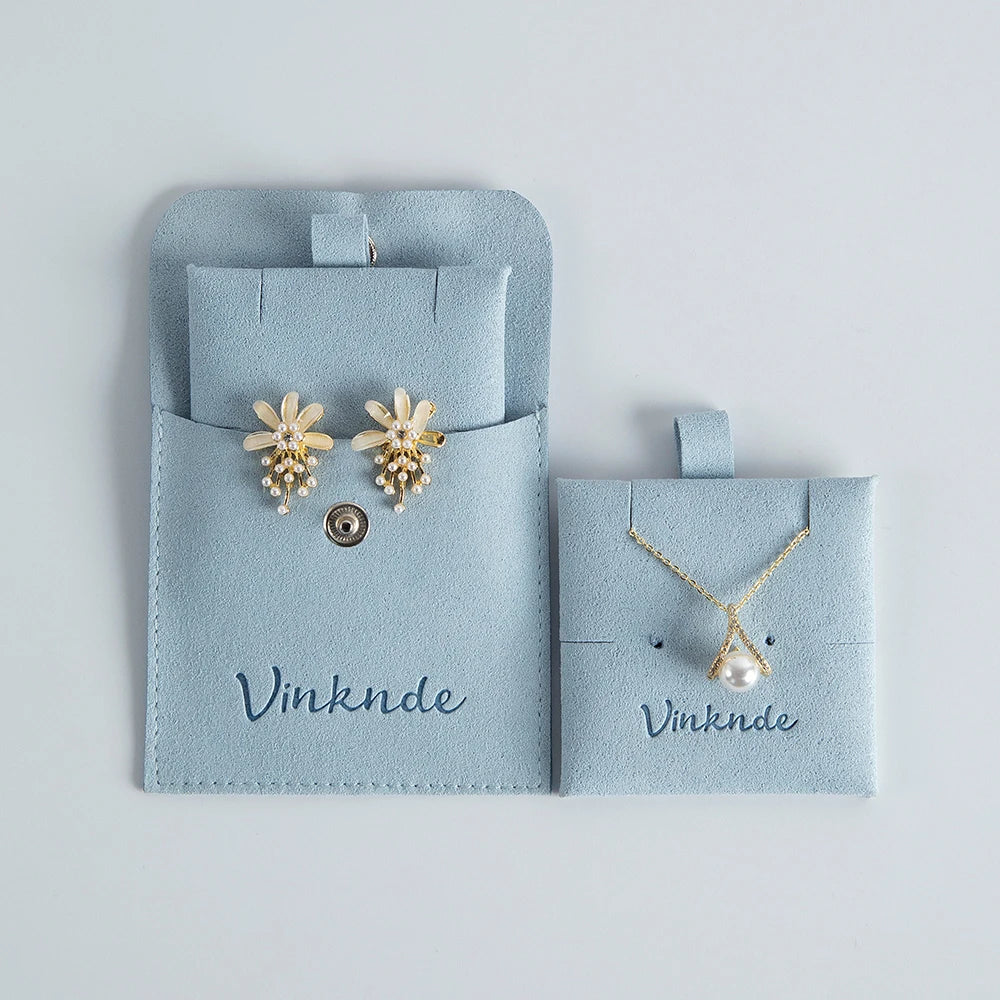 Custom Logo Microfibre Jewelry Bags With Insert Card Earrings Necklaces Parties Gift Wrap Wedding Favours Party Lipstick Sack