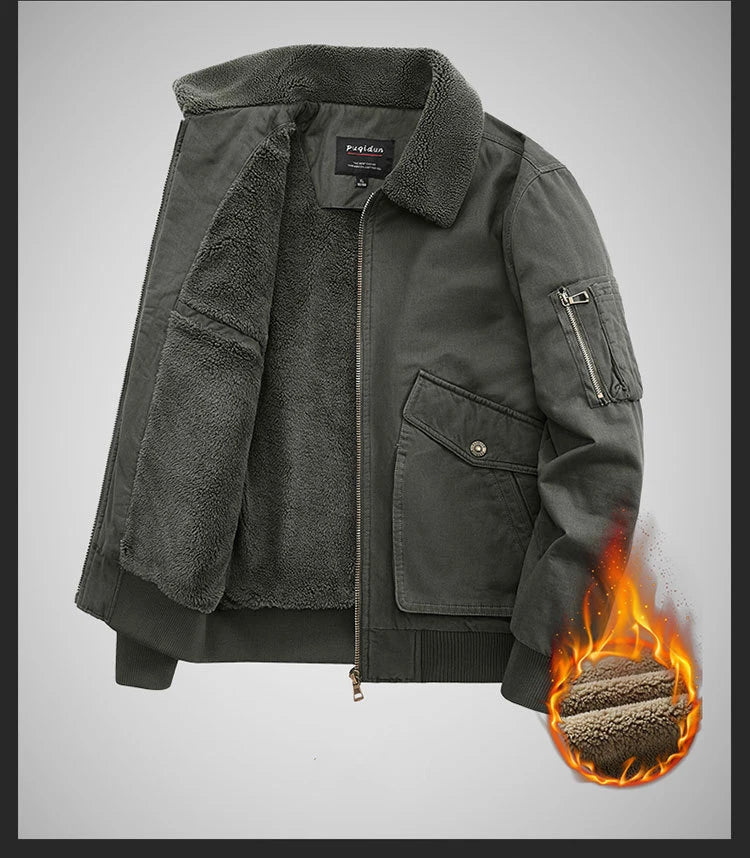 Autumn/winter Fleece-lined Thickened Woolen Jacket For Middle-aged Elderly Men Warm Excessively Large Leisure Winter Clothing