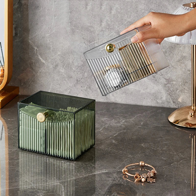 Cotton Swab Storage Box Desktop Dust-Proof Transparent Jewelry Box Makeup Removal Cotton Storage Organizer Lipstick Container