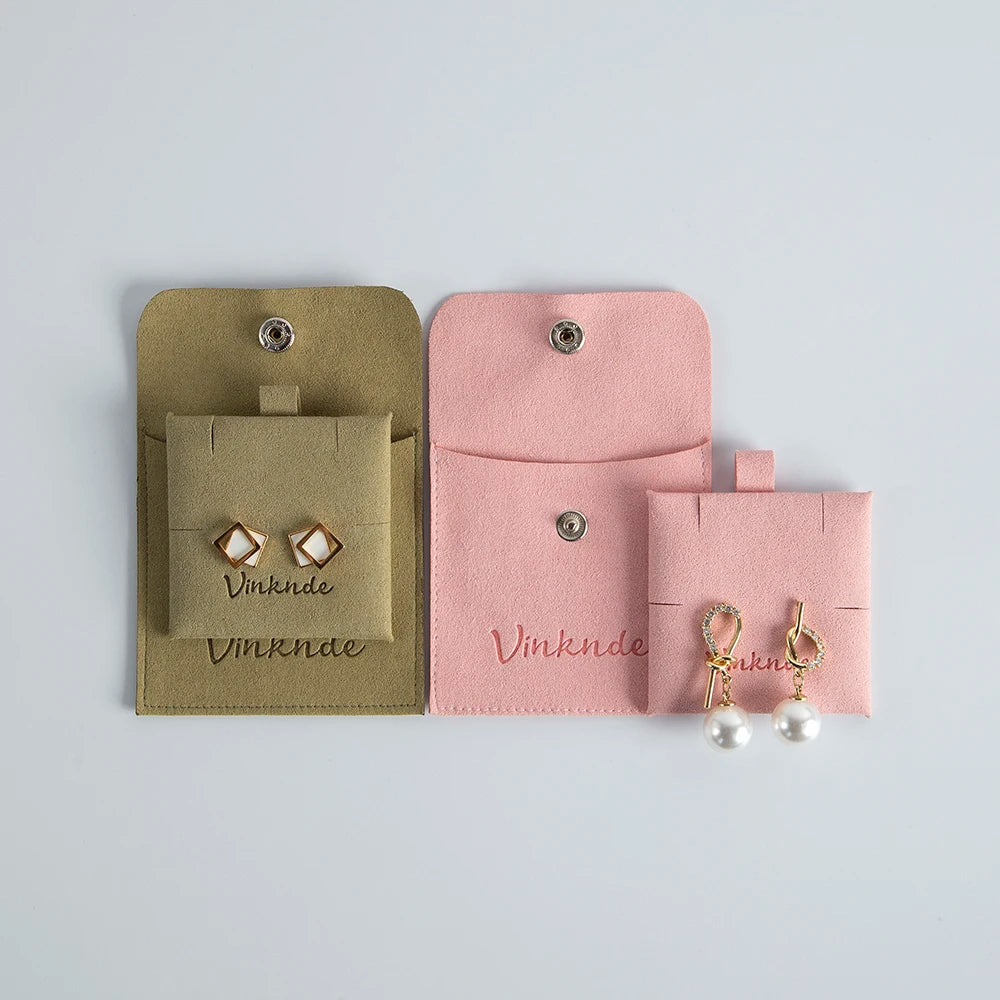 Custom Logo Microfibre Jewelry Bags With Insert Card Earrings Necklaces Parties Gift Wrap Wedding Favours Party Lipstick Sack