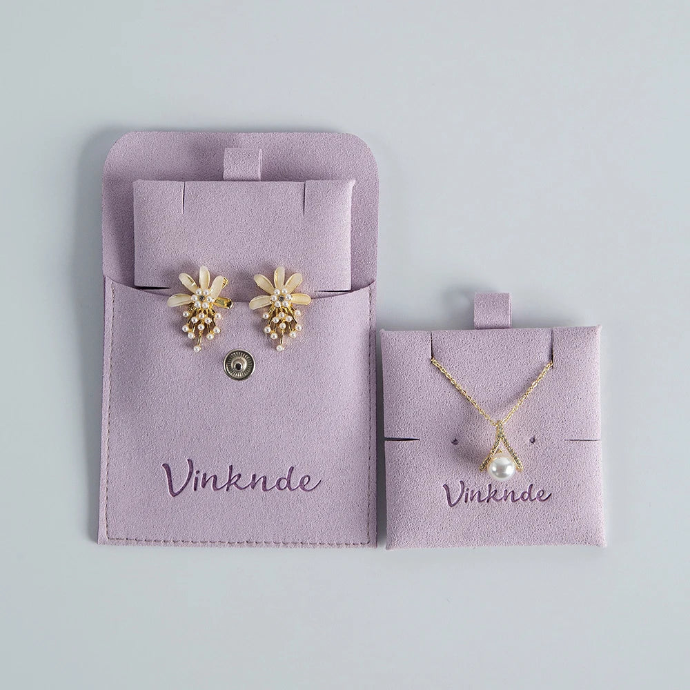 Custom Logo Microfibre Jewelry Bags With Insert Card Earrings Necklaces Parties Gift Wrap Wedding Favours Party Lipstick Sack